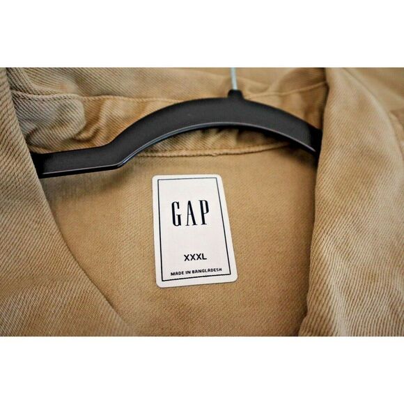 Gap 760330-02 Men's Sz 3XL Khaki/Beige Pocketed Denim L/S Utility Overshirt - Picture 3 of 10